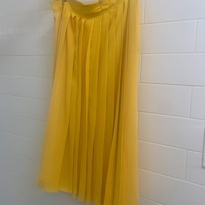 J.Crew yellow pleated midi skirt